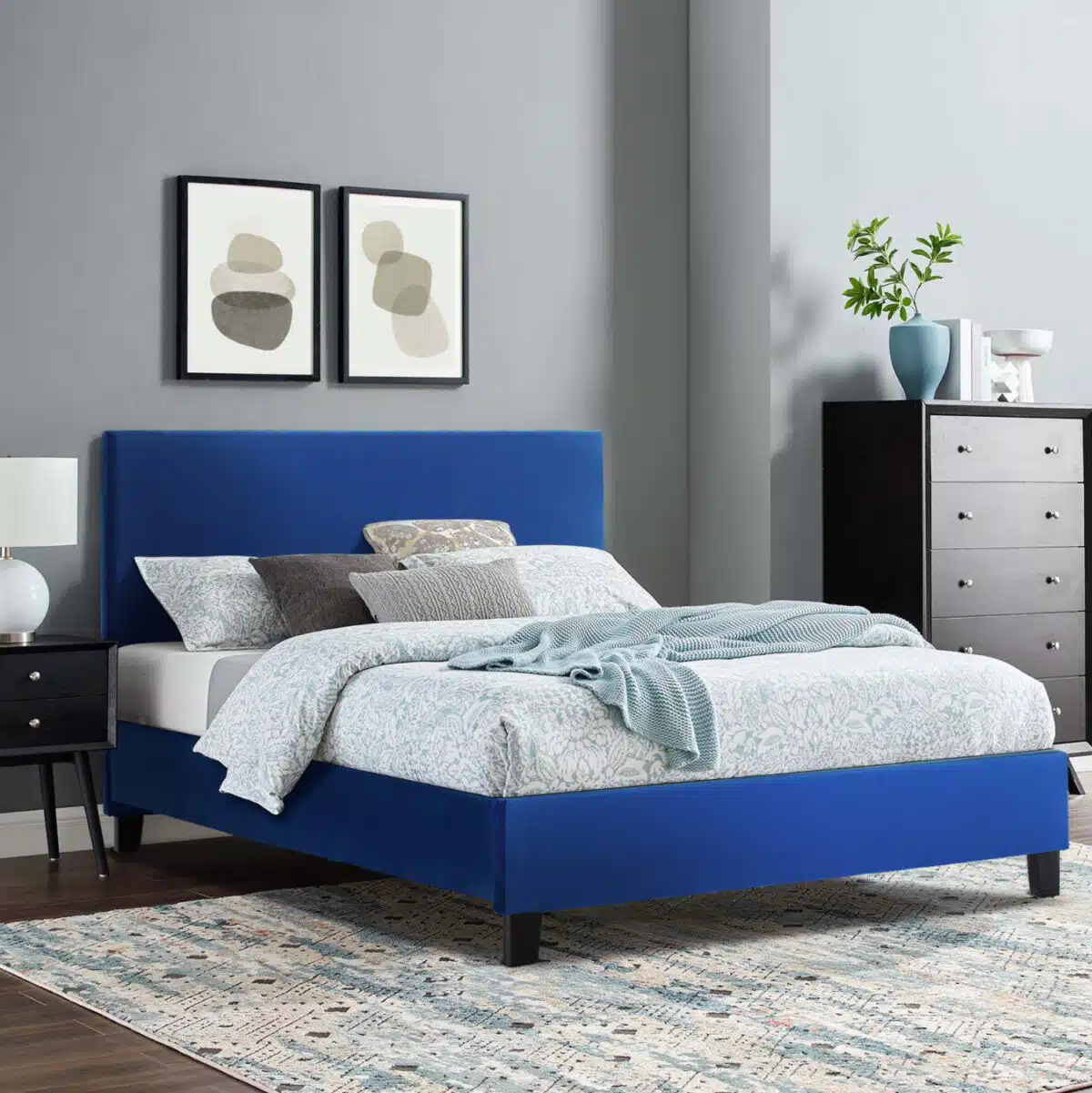 ΚΡΕΒΑΤΙ ΜΕ ΣΤΡΩΜΑ BECCA HM21283.07 ΜΠΛΕ ΒΕΛΟΥΔΟ--ΓΙΑ 150x200εκ - Image 2