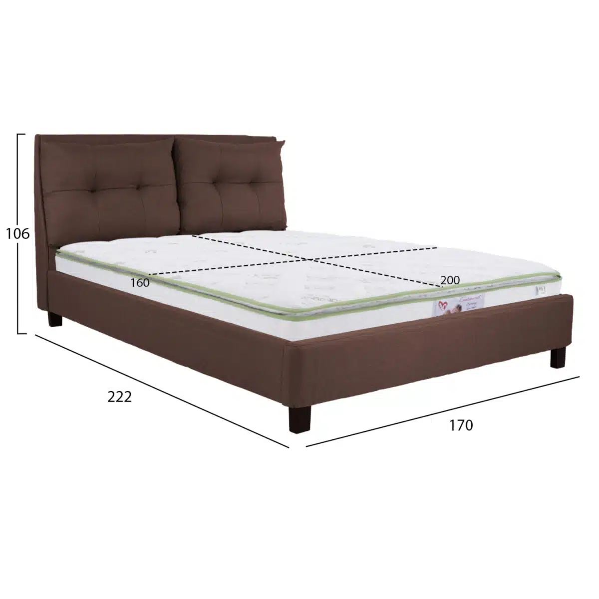 ΚΡΕΒΑΤΙ ΜΕ ΣΤΡΩΜΑ BILLIE HM21284.01 ΚΑΦΕ ΥΦΑΣΜΑ--ΓΙΑ 160x200εκ - Image 3