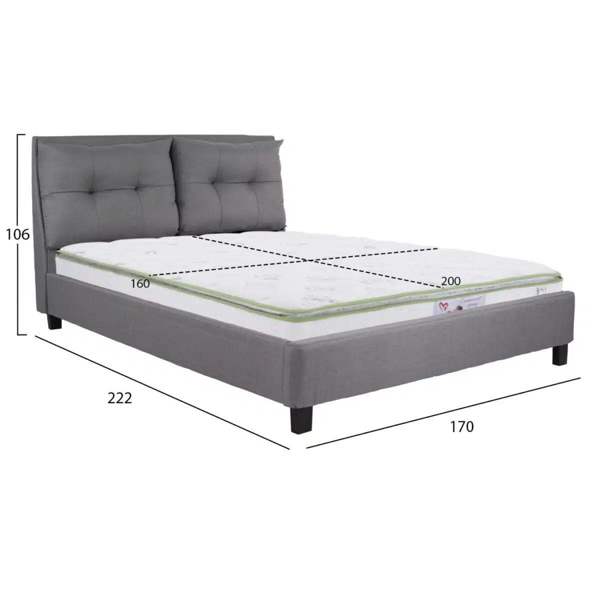 ΚΡΕΒΑΤΙ ΜΕ ΣΤΡΩΜΑ BILLIE HM21284.03 ΓΚΡΙ ΥΦΑΣΜΑ--ΓΙΑ 160x200εκ - Image 3