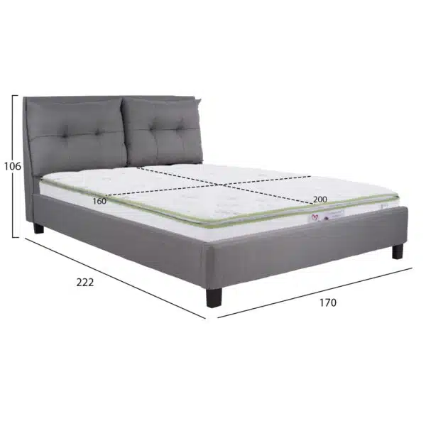 ΚΡΕΒΑΤΙ ΜΕ ΣΤΡΩΜΑ BILLIE HM21284.03 ΓΚΡΙ ΥΦΑΣΜΑ--ΓΙΑ 160x200εκ - Image 3