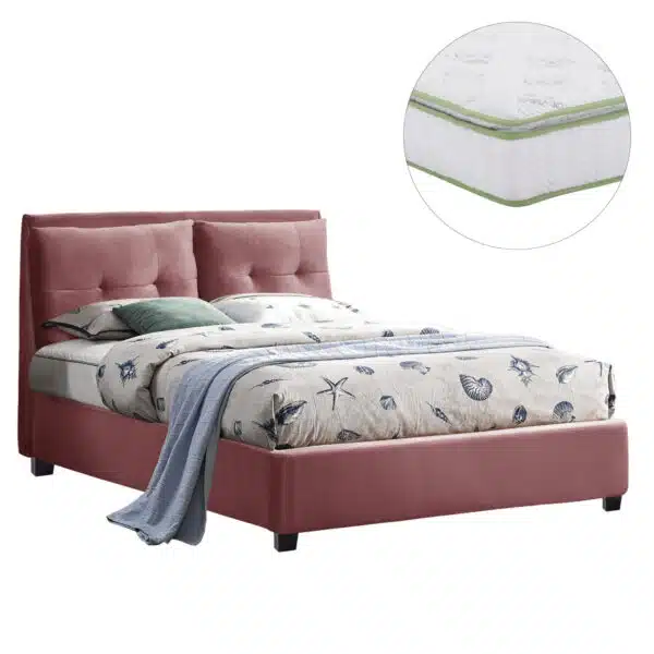 ΚΡΕΒΑΤΙ ΜΕ ΣΤΡΩΜΑ BILLIE HM21284.05 ΣΑΠΙΟ ΜΗΛΟ ΒΕΛΟΥΔΟ--ΓΙΑ 160x200εκ