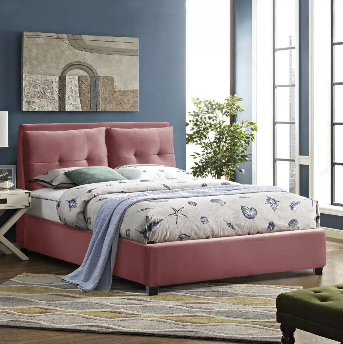 ΚΡΕΒΑΤΙ ΜΕ ΣΤΡΩΜΑ BILLIE HM21284.05 ΣΑΠΙΟ ΜΗΛΟ ΒΕΛΟΥΔΟ--ΓΙΑ 160x200εκ - Image 2