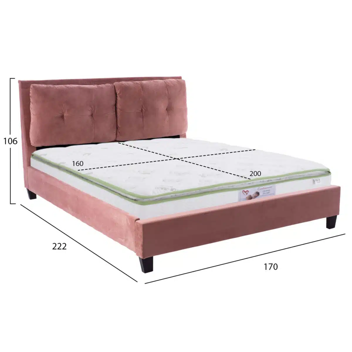 ΚΡΕΒΑΤΙ ΜΕ ΣΤΡΩΜΑ BILLIE HM21284.05 ΣΑΠΙΟ ΜΗΛΟ ΒΕΛΟΥΔΟ--ΓΙΑ 160x200εκ - Image 3