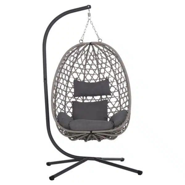 ΚΡΕΜΑΣΤΗ ΦΩΛΙΑ NESTA HM6468.01 ΓΚΡΙ ΜΕΤΑΛΛΟ & P.E.RATTAN 100x100x190Υεκ. - Image 3