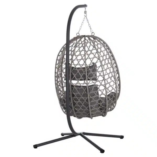 ΚΡΕΜΑΣΤΗ ΦΩΛΙΑ NESTA HM6468.01 ΓΚΡΙ ΜΕΤΑΛΛΟ & P.E.RATTAN 100x100x190Υεκ. - Image 4