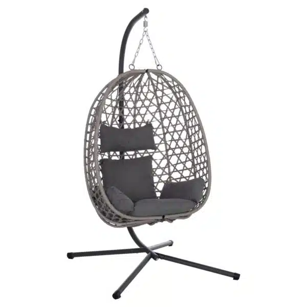 ΚΡΕΜΑΣΤΗ ΦΩΛΙΑ NESTA HM6468.01 ΓΚΡΙ ΜΕΤΑΛΛΟ & P.E.RATTAN 100x100x190Υεκ.