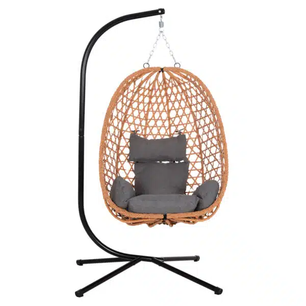 ΚΡΕΜΑΣΤΗ ΦΩΛΙΑ NESTA HM6468.05 ΜΑΥΡΟ ΜΕΤΑΛΛΟ--ΚΑΦΕ P.E.RATTAN 100x100x190Υεκ. - Image 3