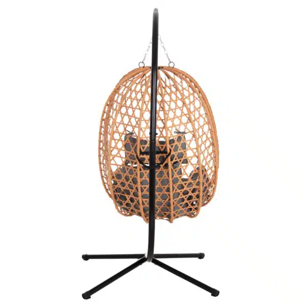 ΚΡΕΜΑΣΤΗ ΦΩΛΙΑ NESTA HM6468.05 ΜΑΥΡΟ ΜΕΤΑΛΛΟ--ΚΑΦΕ P.E.RATTAN 100x100x190Υεκ. - Image 5