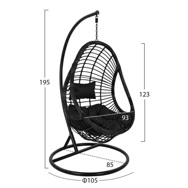 ΚΡΕΜΑΣΤΗ ΠΟΛΥΘΡΟΝΑ ΦΩΛΙΑ CALLIE HM5541.02 ΜΕ ΜΑΥΡΟ WICKER & ΜΑΞΙΛΑΡΙΑ Φ105Χ195Υ εκ. - Image 2