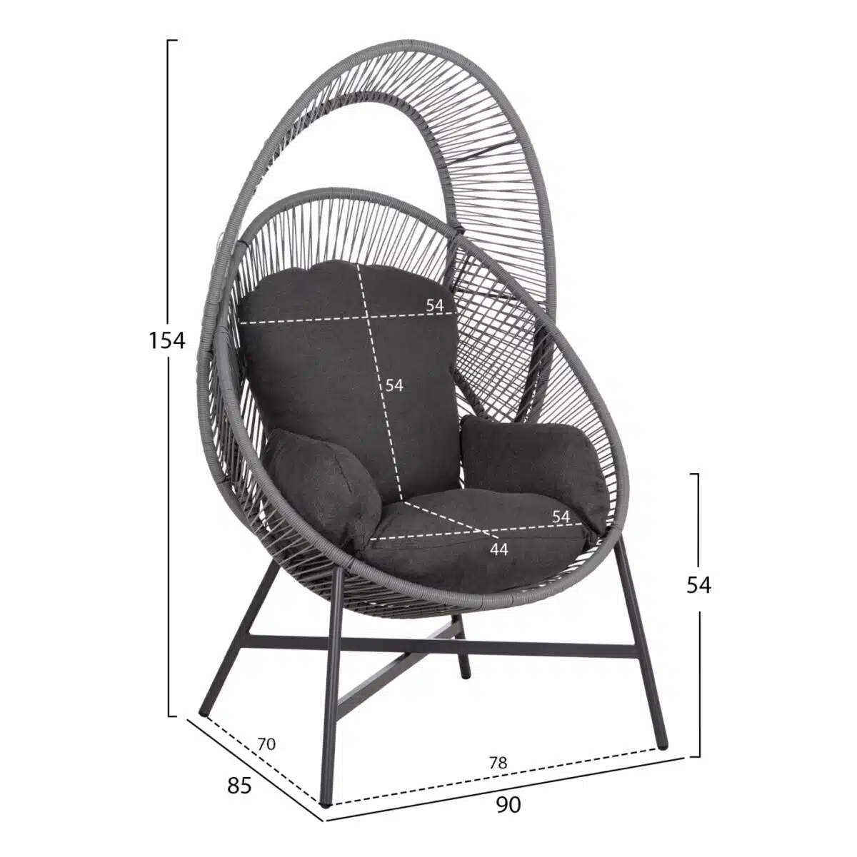 ΠΟΛΥΘΡΟΝΑ-ΦΩΛΙΑ RULER HM6506.01 ΓΚΡΙ ΜΕΤΑΛΛΟ-P.E.RATTAN-ΜΑΞΙΛΑΡΙΑ 90x85x154Υεκ - Image 2