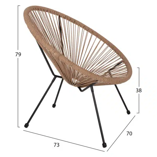 ΣΕΤ ΕΞΩΤΕΡΙΚΟΥ ΧΩΡΟΥ 3ΤΜΧ ACAPULCO HM21100 TWISTED WICKER-ΜΕΤΑΛΛΟ - Image 2