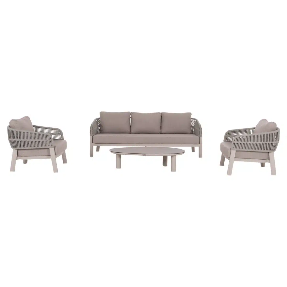 ΣΕΤ ΣΑΛΟΝΙ 4ΤΜΧ MAHAL HM6424.02 ΚΡΕΜ ΑΛΟΥΜΙΝΙΟ--ΜΠΕΖ OLEFIN & ΣΧΟΙΝΙ STRAP - Image 5