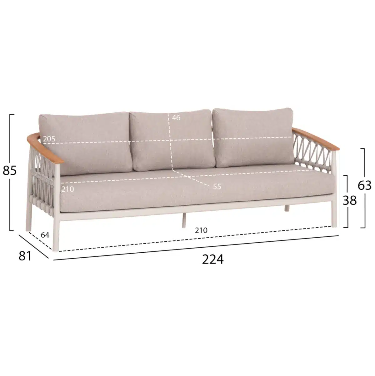 ΣΕΤ ΣΑΛΟΝΙ 5ΤΜΧ STREAM HM6426.02 ΚΡΕΜ ΑΛΟΥΜΙΝΙΟ--ΜΠΕΖ ΣΧΟΙΝΙ & OLEFIN - Image 2