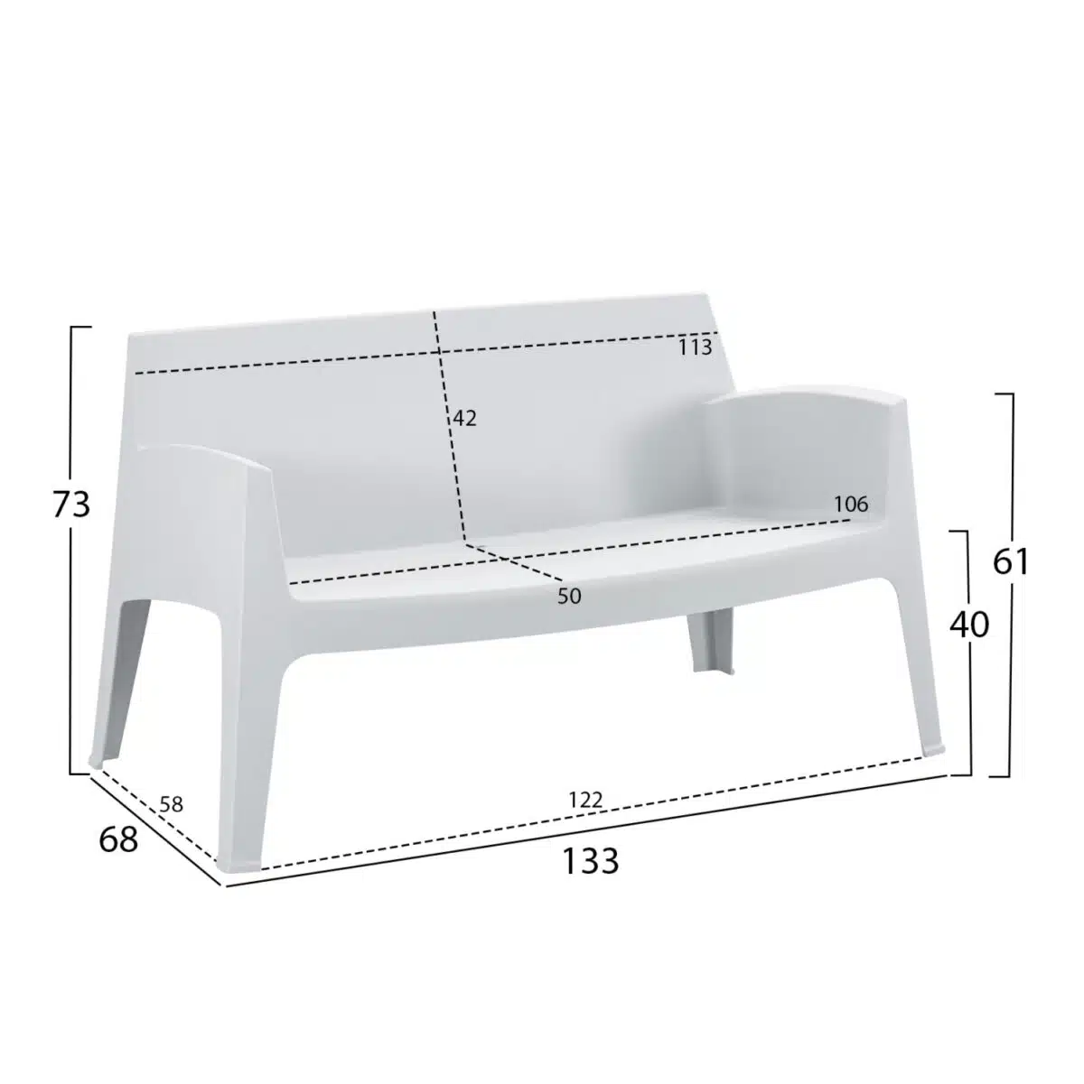 ΣΕΤ ΣΑΛΟΝΙ ΕΞ.ΧΩΡΟΥ 4ΤΜΧ SLEEK HM21268.01 ΛΕΥΚΟ ΠΟΛΥΠΡΟΠΥΛΕΝΙΟ - Image 2