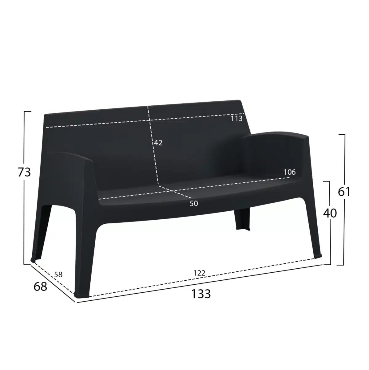 ΣΕΤ ΣΑΛΟΝΙ ΕΞ.ΧΩΡΟΥ 4ΤΜΧ SLEEK HM21268.02 ΜΑΥΡΟ ΠΟΛΥΠΡΟΠΥΛΕΝΙΟ - Image 2