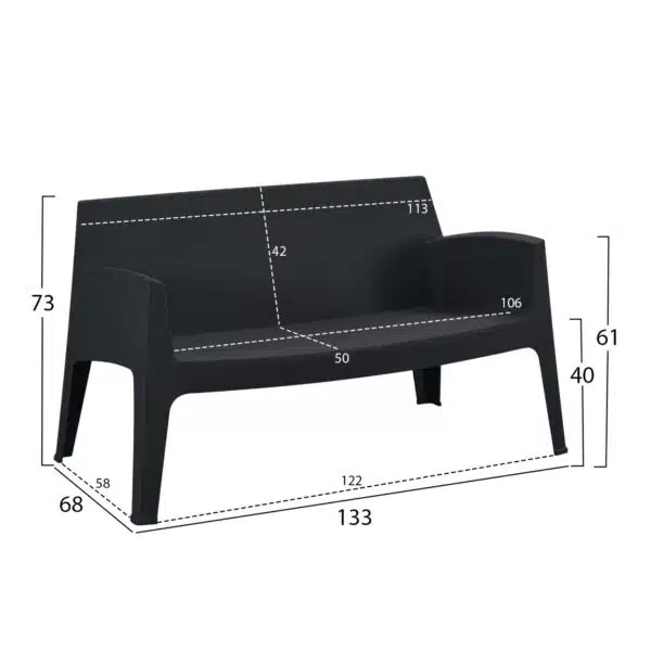 ΣΕΤ ΣΑΛΟΝΙ ΕΞ.ΧΩΡΟΥ 4ΤΜΧ SLEEK HM21268.02 ΜΑΥΡΟ ΠΟΛΥΠΡΟΠΥΛΕΝΙΟ - Image 2