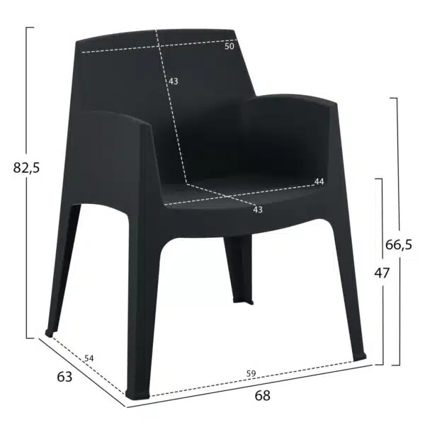 ΣΕΤ ΣΑΛΟΝΙ ΕΞ.ΧΩΡΟΥ 4ΤΜΧ SLEEK HM21268.02 ΜΑΥΡΟ ΠΟΛΥΠΡΟΠΥΛΕΝΙΟ - Image 3