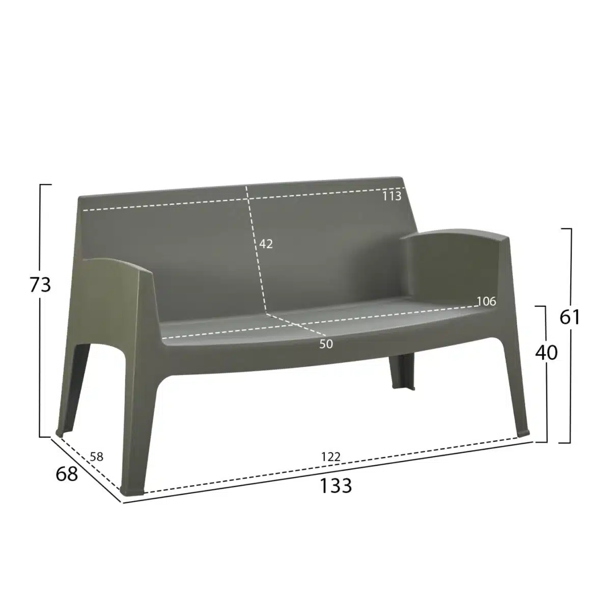 ΣΕΤ ΣΑΛΟΝΙ ΕΞ.ΧΩΡΟΥ 4ΤΜΧ SLEEK HM21268.05 DARK OLIVE GREEN ΠΟΛΥΠΡΟΠΥΛΕΝΙΟ - Image 2