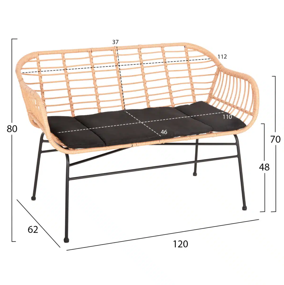 ΣΕΤ ΣΑΛΟΝΙ ΕΞΩΤΕΡΙΚΟΥ ΧΩΡΟΥ 4ΤΜΧ ALLEGRA HM21052 WICKER-ΜΕΤΑΛΛΟ - Image 2