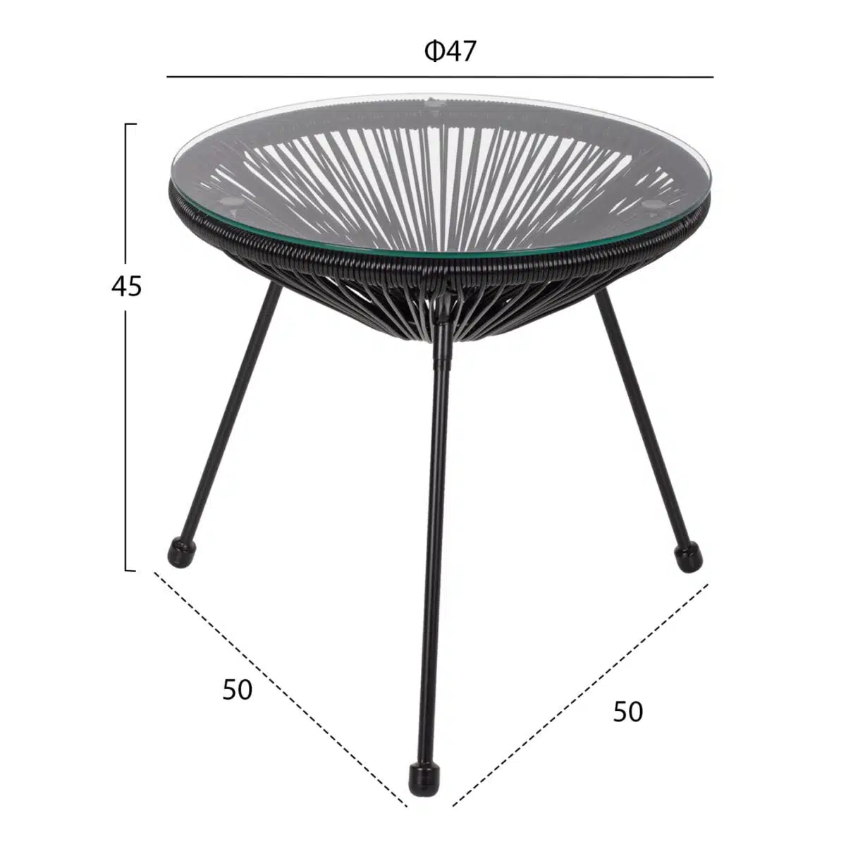 ΣΕΤ ΤΡΑΠΕΖΑΡΙΑΣ 3ΤΜΧ HM11871 ΜΕΤΑΛΛΟ & RATTAN ΣΕ ΜΑΥΡΟ ΧΡΩΜΑ - Image 3