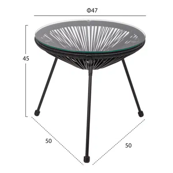 ΣΕΤ ΤΡΑΠΕΖΑΡΙΑΣ 3ΤΜΧ HM11871 ΜΕΤΑΛΛΟ & RATTAN ΣΕ ΜΑΥΡΟ ΧΡΩΜΑ - Image 3