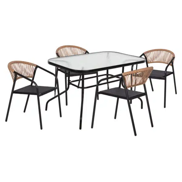 ΣΕΤ ΤΡΑΠΕΖΑΡΙΑΣ 5ΤΜΧ ADAM HM10727.03 ΚΑΡΕΚΛΕΣ ΜΕΤΑΛΛΙΚΕΣ & ΤΡΑΠΕΖΙ 120x70εκ ΜΑΥΡΟ
