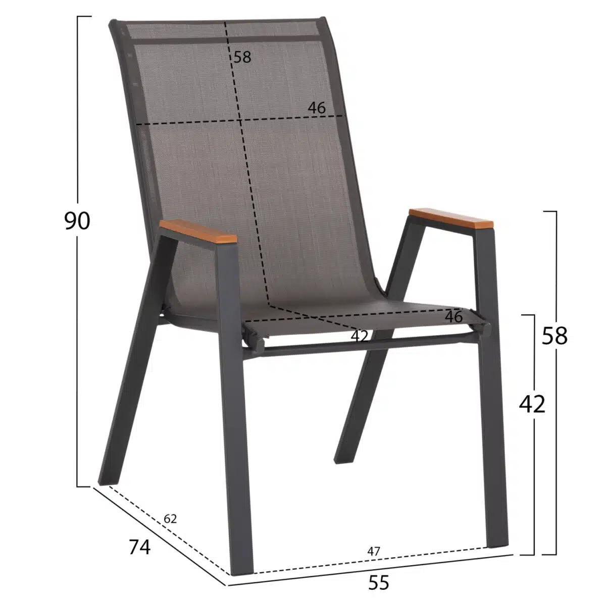 ΣΕΤ ΤΡΑΠΕΖΑΡΙΑΣ 5ΤΜΧ BRUNO HM10729.01 ΚΑΡΕΚΛΕΣ ΜΕΤΑΛΛΙΚΕΣ & ΤΡΑΠΕΖΙ 140x80εκ ΓΚΡΙ - Image 3