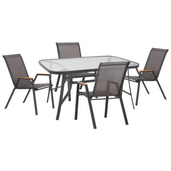 ΣΕΤ ΤΡΑΠΕΖΑΡΙΑΣ 5ΤΜΧ BRUNO HM10729.01 ΚΑΡΕΚΛΕΣ ΜΕΤΑΛΛΙΚΕΣ & ΤΡΑΠΕΖΙ 140x80εκ ΓΚΡΙ