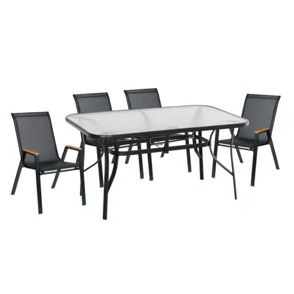 ΣΕΤ ΤΡΑΠΕΖΑΡΙΑΣ 5ΤΜΧ BRUNO HM10729.03 ΚΑΡΕΚΛΕΣ ΜΕΤΑΛΛΙΚΕΣ & ΤΡΑΠΕΖΙ 150x90εκ ΜΑΥΡΟ