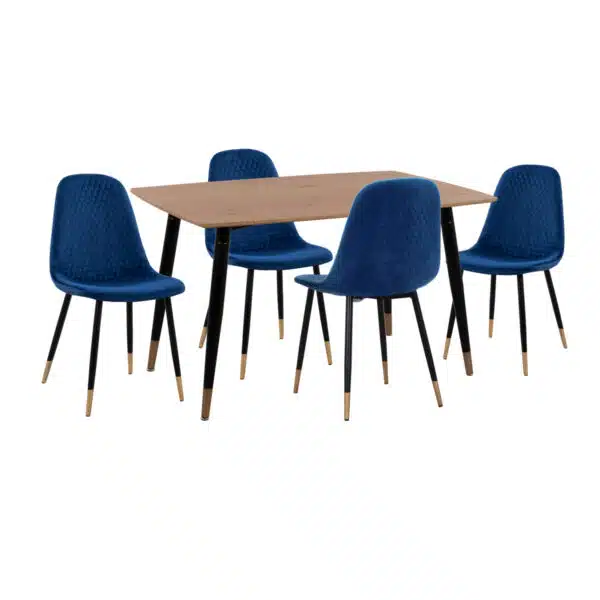ΣΕΤ ΤΡΑΠΕΖΑΡΙΑΣ 5ΤΜΧ ALIZA HM11196.08 MDF TOP-ΒΕΛΟΥΔΟ ΜΠΛΕ & ΜΕΤΑΛΛΟ ΜΑΥΡΟ