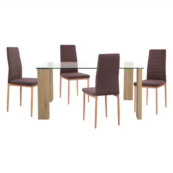 ΣΕΤ ΤΡΑΠΕΖΑΡΙΑΣ 5ΤΜΧ LADY HM11595 ΓΥΑΛΙ--ΜΕΤΑΛΛΟ--MDF ΣΕ SONAMA & ΚΑΦΕ ΥΦΑΣΜΑ - Image 4