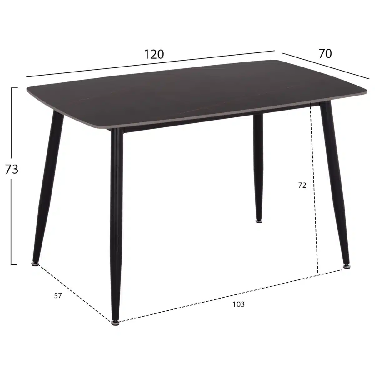 ΣΕΤ ΤΡΑΠΕΖΑΡΙΑΣ 5ΤΜΧ RAVEN HM21068.02 ΚΕΡΑΜΙΚΟ TOP ΜΑΥΡΟ ΜΑΡΜΑΡΟ--ΓΚΡΙ ΥΦΑΣΜΑ - Image 2