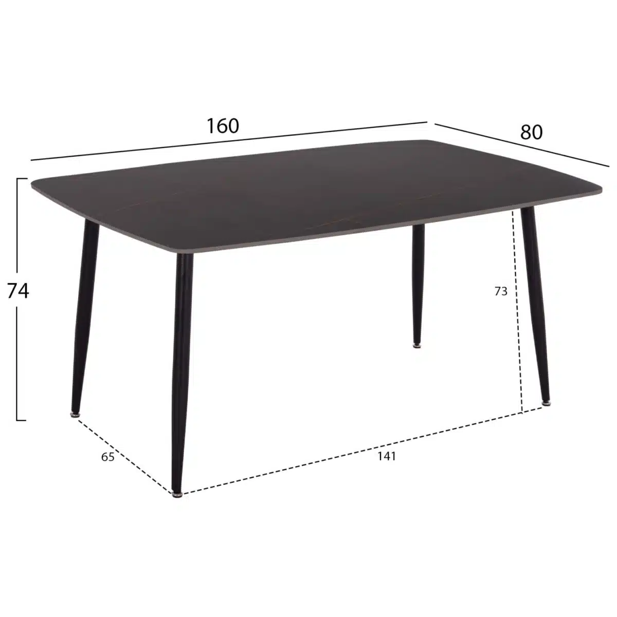 ΣΕΤ ΤΡΑΠΕΖΑΡΙΑΣ 5ΤΜΧ RAVEN HM21069.02 ΚΕΡΑΜΙΚΟ TOP ΜΑΥΡΟ ΜΑΡΜΑΡΟ & 4 ΚΑΡΕΚΛΕΣ - Image 2