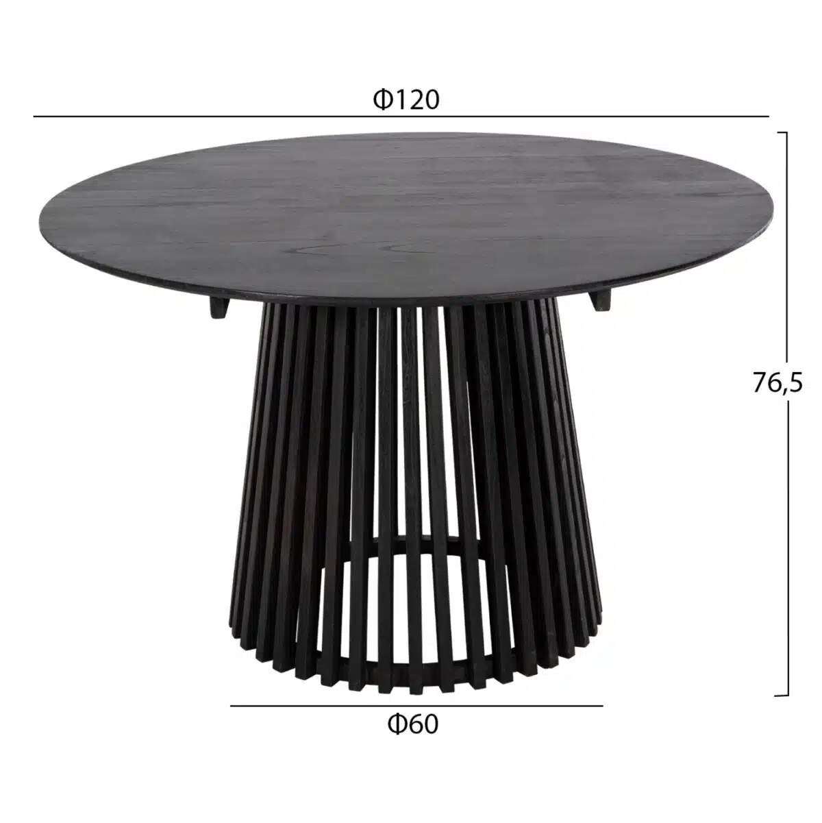 ΣΕΤ ΤΡΑΠΕΖΑΡΙΑΣ 5ΤΜΧ OSLO HM21075.01 ΣΤΡΟΓΓΥΛΟ ΤΡΑΠΕΖΙ Φ120εκ. & 4 ΚΑΡΕΚΛΕΣ-ΜΑΥΡΟ - Image 2