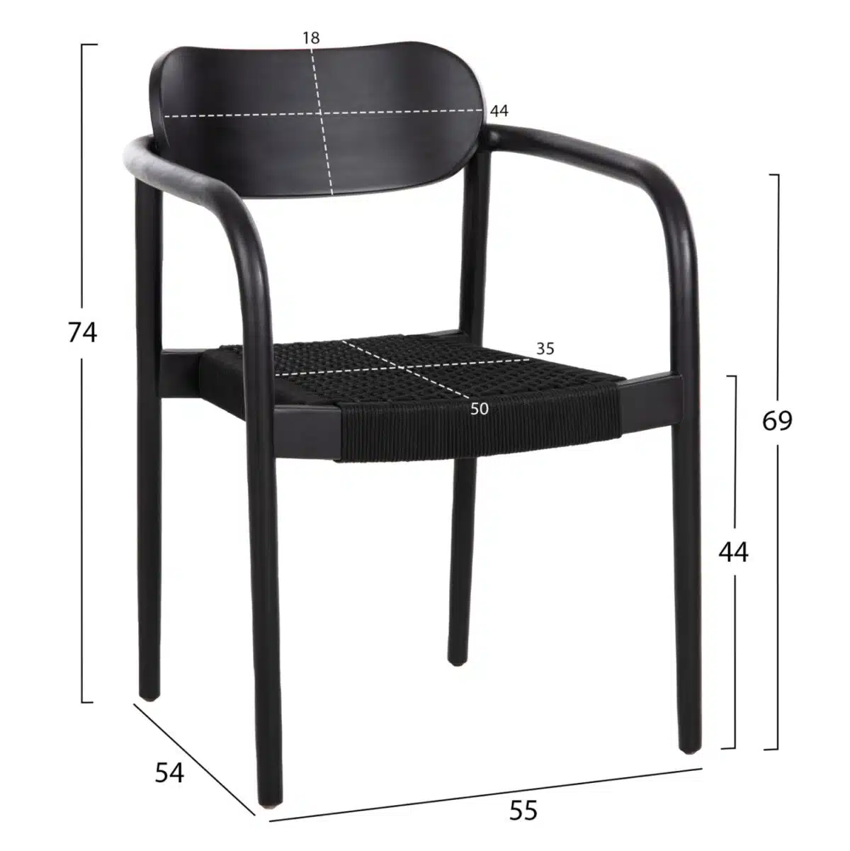 ΣΕΤ ΤΡΑΠΕΖΑΡΙΑΣ 5ΤΜΧ OSLO HM21075.01 ΣΤΡΟΓΓΥΛΟ ΤΡΑΠΕΖΙ Φ120εκ. & 4 ΚΑΡΕΚΛΕΣ-ΜΑΥΡΟ - Image 3