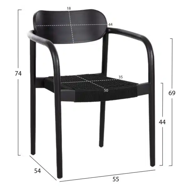 ΣΕΤ ΤΡΑΠΕΖΑΡΙΑΣ 5ΤΜΧ OSLO HM21075.01 ΣΤΡΟΓΓΥΛΟ ΤΡΑΠΕΖΙ Φ120εκ. & 4 ΚΑΡΕΚΛΕΣ-ΜΑΥΡΟ - Image 3