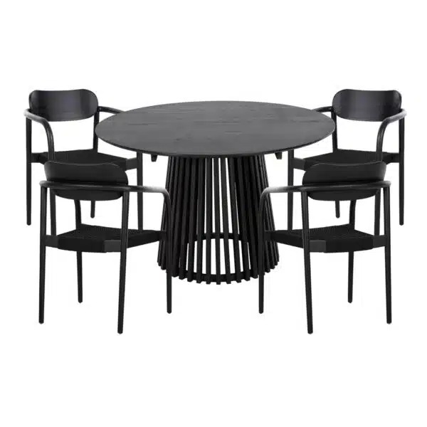 ΣΕΤ ΤΡΑΠΕΖΑΡΙΑΣ 5ΤΜΧ OSLO HM21075.01 ΣΤΡΟΓΓΥΛΟ ΤΡΑΠΕΖΙ Φ120εκ. & 4 ΚΑΡΕΚΛΕΣ-ΜΑΥΡΟ