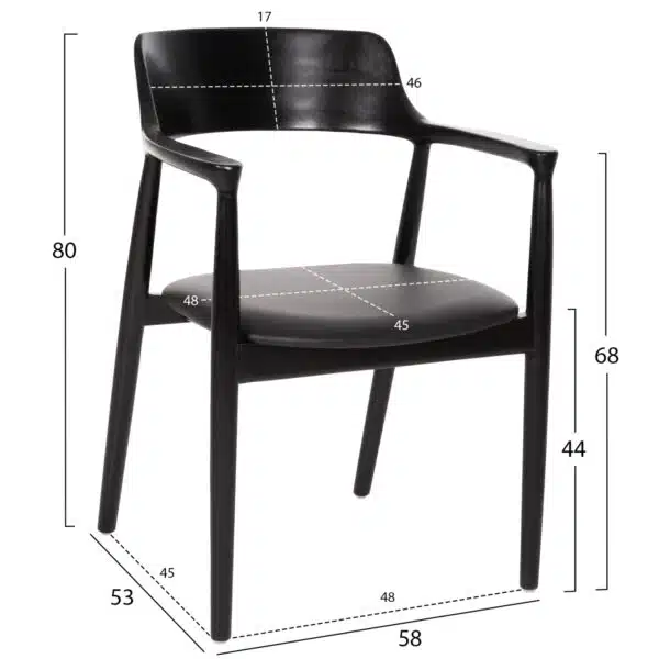 ΣΕΤ ΤΡΑΠΕΖΑΡΙΑΣ 5ΤΜΧ KINGSLEY HM21075.02 ΣΤΡΟΓΓΥΛΟ ΤΡΑΠΕΖΙ Φ120εκ.& 4 ΚΑΡΕΚΛΕΣ-ΜΑΥΡΟ - Image 3