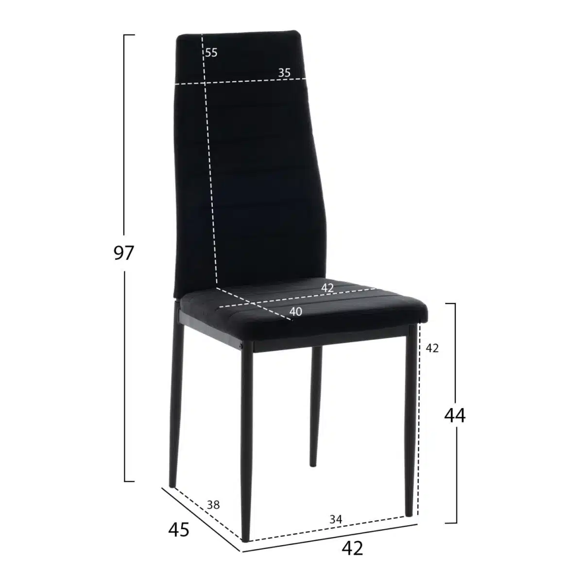 ΣΕΤ ΤΡΑΠΕΖΑΡΙΑΣ 5ΤΜΧ MINIMAL HM21173 MDF TOP ΜΑΥΡΟ-ΒΕΛΟΥΔΟ & ΜΕΤΑΛΛΟ ΜΑΥΡΟ - Image 3