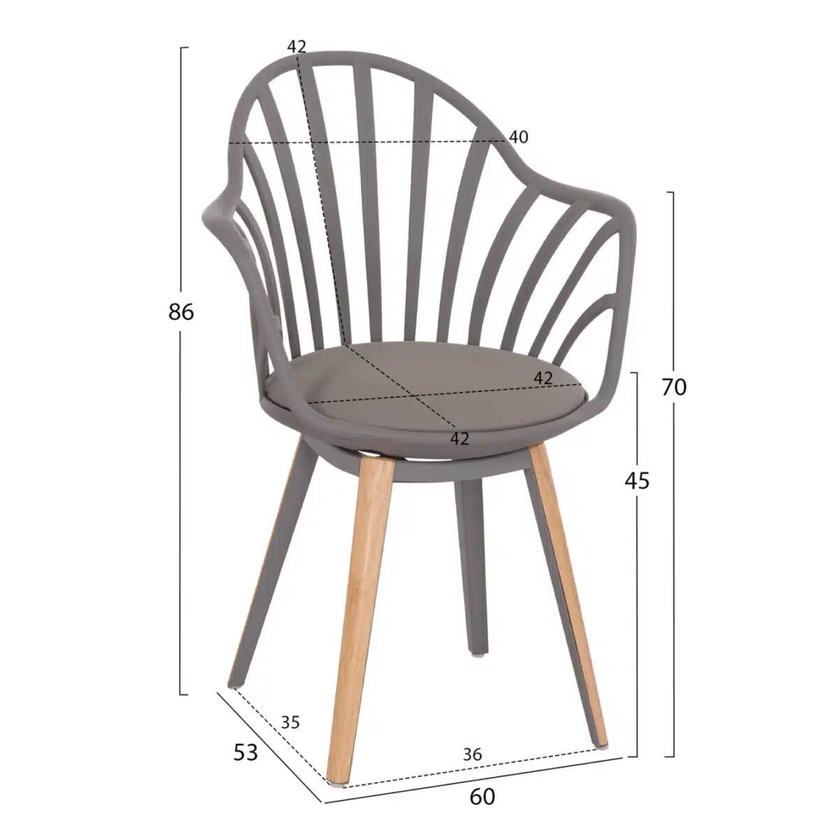 ΣΕΤ ΤΡΑΠΕΖΑΡΙΑΣ 5ΤΜΧ ANAIS HM21176 MDF TOP ΣΕ ΓΚΡΙ--P.P. & PU ΣΕ ΓΚΡΙ - Image 3