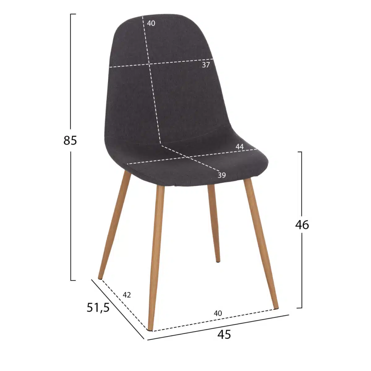 ΣΕΤ ΤΡΑΠΕΖΑΡΙΑΣ 5ΤΜΧ MINARDO HM21179 MDF TOP ΣΕ ΜΑΥΡΟ--ΣΚΟΥΡΟ ΓΚΡΙ ΥΦΑΣΜΑ - Image 3