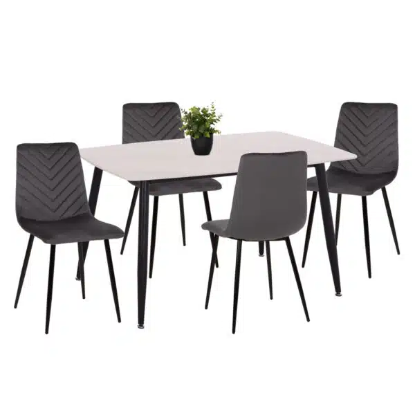 ΣΕΤ ΤΡΑΠΕΖΑΡΙΑΣ 5ΤΜΧ LATRELL HM21192 ΤΡΑΠΕΖΙ ΚΕΡΑΜΙΚΟ TOP-ΒΕΛΟΥΔΟ ΓΚΡΙ ΚΑΡΕΚΛΕΣ