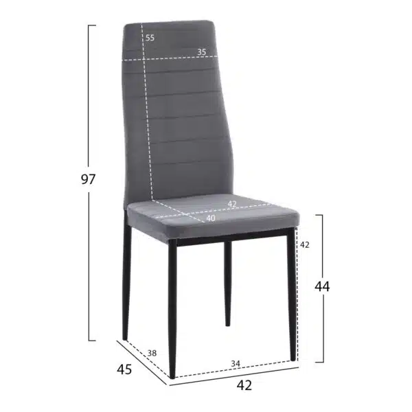 ΣΕΤ ΤΡΑΠΕΖΑΡΙΑΣ 5ΤΜΧ LADY HM21199.01 ΓΥΑΛΙ--ΜΕΤΑΛΛΟ ΣΕ ΜΑΥΡΟ & ΒΕΛΟΥΔΟ ΓΚΡΙ - Image 3