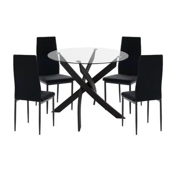 ΣΕΤ ΤΡΑΠΕΖΑΡΙΑΣ 5ΤΜΧ LADY HM21199.04 ΓΥΑΛΙ--ΜΕΤΑΛΛΟ & ΒΕΛΟΥΔΟ ΣΕ ΜΑΥΡΟ