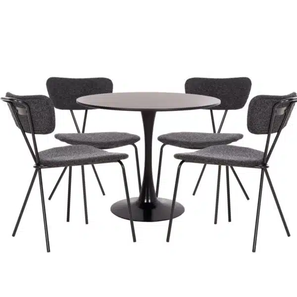 ΣΕΤ ΤΡΑΠΕΖΑΡΙΑΣ 5ΤΜΧ BROLIN HM21200 MDF TOP & ΜΕΤΑΛΛΟ ΜΑΥΡΟ-ΣΚΟΥΡΟ ΓΚΡΙ ΥΦΑΣΜΑ