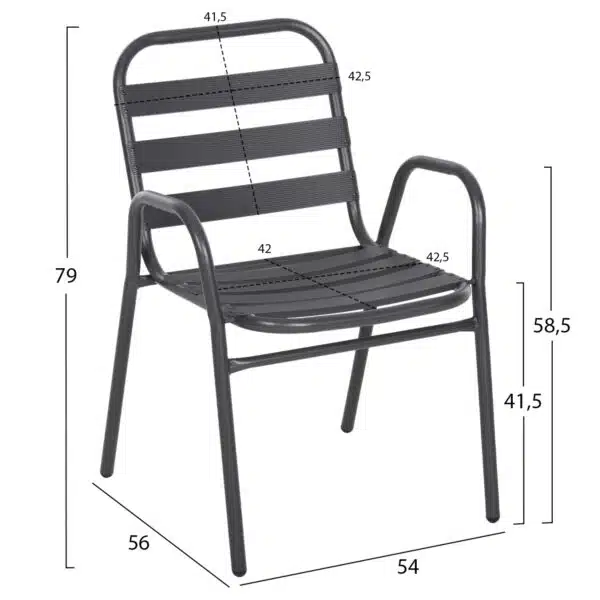 ΣΕΤ ΤΡΑΠΕΖΑΡΙΑΣ 5ΤΜΧ ADAM HM21219 ΚΑΡΕΚΛΕΣ ΜΕΤΑΛΛΙΚΕΣ & ΤΡΑΠΕΖΙ 110x60 ΓΚΡΙ - Image 3