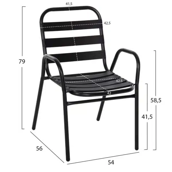 ΣΕΤ ΤΡΑΠΕΖΑΡΙΑΣ 5ΤΜΧ ADAM HM21219.01 ΚΑΡΕΚΛΕΣ ΜΕΤΑΛΛΙΚΕΣ & ΤΡΑΠΕΖΙ 110x60 ΜΑΥΡΟ - Image 3