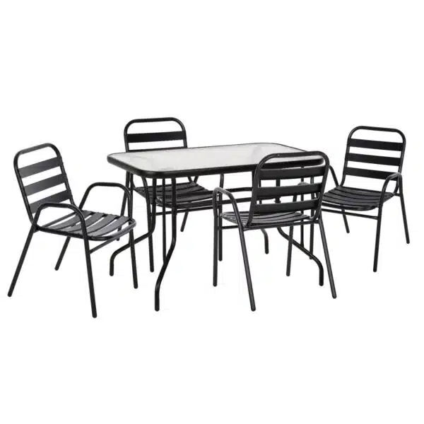 ΣΕΤ ΤΡΑΠΕΖΑΡΙΑΣ 5ΤΜΧ ADAM HM21219.01 ΚΑΡΕΚΛΕΣ ΜΕΤΑΛΛΙΚΕΣ & ΤΡΑΠΕΖΙ 110x60 ΜΑΥΡΟ