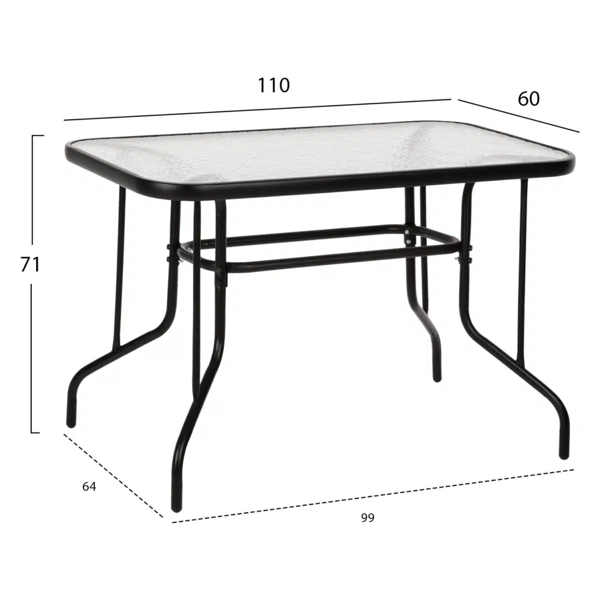 ΣΕΤ ΤΡΑΠΕΖΑΡΙΑΣ 5ΤΜΧ ADAM HM21220.03 ΚΑΡΕΚΛΕΣ ΜΕΤΑΛΛΙΚΕΣ & ΤΡΑΠΕΖΙ 110x60 ΜΑΥΡΟ - Image 2