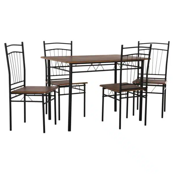 ΣΕΤ ΤΡΑΠΕΖΑΡΙΑΣ 5ΤΜΧ PEARY HM9416.11 ΜΕΤΑΛΛΟ ΜΑΥΡΟ-MDF ΚΑΡΥΔΙ 110x60x74Yεκ. - Image 4